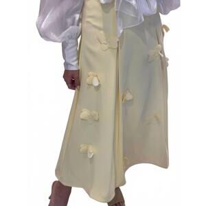 NEW BEULAHSTYLE flowers appliqué maxi skirt in yellow